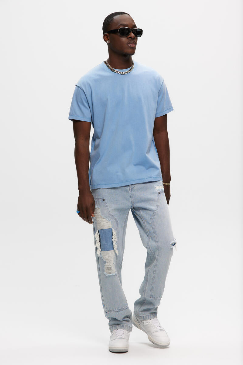 Kuwalla-Tee Destroyed Carpenter Denim - Blue